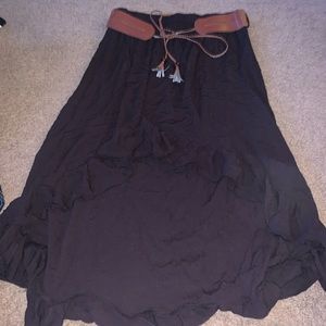 Black skirt with brown belt